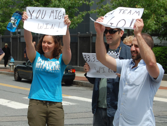 "You might win." The crowd cheers on the racers. (Greg Cook)